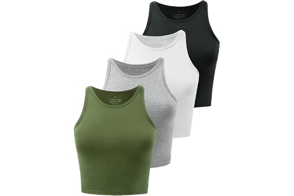 Kole Meego 4 Pack Cotton Crop Tops for Women Workout Cropped Tank Top