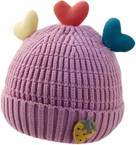 Amazon Co Jp かわいい愛ニット帽子裏地幼児女の赤ちゃんの冬のニット帽子幼児キッズウォームコットン スキーキャップ Color Purple Size 3 15 Months ホーム キッチン