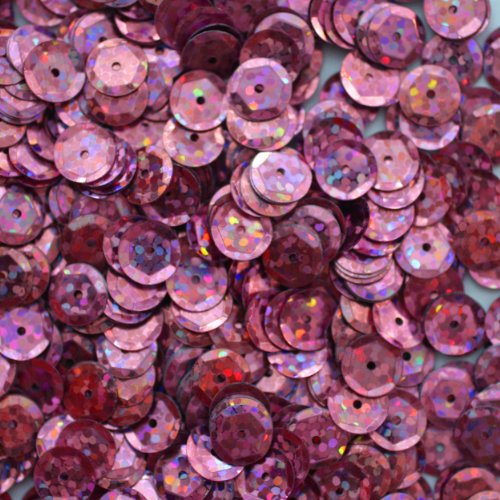 8mm Cup Facet Round SEQUIN PAILLETTES ~ PINK HOLOGRAM ~ Loose sequins for embroidery, bridal, applique, arts, crafts, and embellishment. Made in USA.