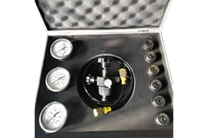 GMSLUU Hydraulic Pressure Gauge Test Kit, Hydraulic Nitrogen Accumulator Charging System and Pressure Test Kit with 3 Gauges 7 Couplings 1 Gas Hose, 1500PSI 3600PSI 6000PSI Gas Charging Tools