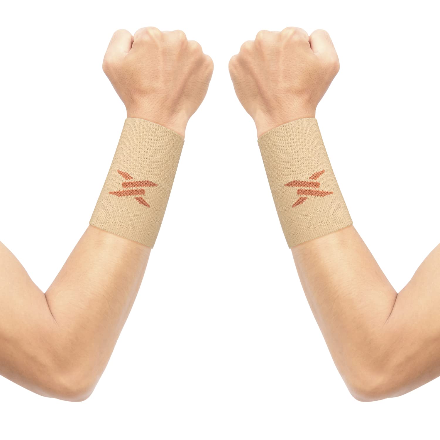 Thx4COPPER Compression Wrist Sleeve-Copper Infused Wrist Support for Men &Women-Improve Circulation and Recovery 1 Pair,Beige,M