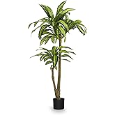 Maia Shop 4ft 3in Artificial Dracaena Tree Plant for House, Apartment or Office – Realistic Fake Indoor Plants for Living Room, Kitchen, Bedroom, Entryway or Bathroom – Faux Greenery for Home Décor