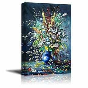 Canvas Prints Wall Art - Bouquet of Wild Flowers in a Vase - 12" x 18"
