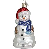 Old World Christmas Happy Snowman Glass Blown Ornament for Christmas Tree, Handcrafted Holiday Decoration, Snowman Collection