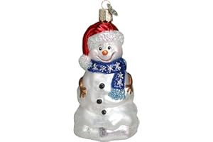 Old World Christmas Happy Snowman Glass Blown Ornament for Christmas Tree, Handcrafted Holiday Decoration, Snowman Collection