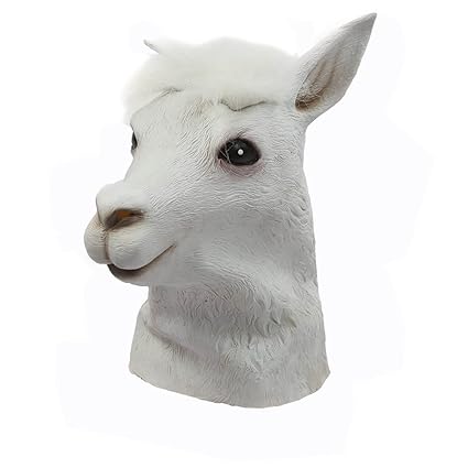 Máscara de látex de alpaca cabeza del traje de vestido de lujo del partido de Halloween