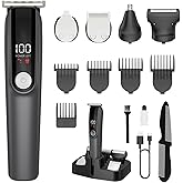 Beard Trimmer for Men, Electric Razor for Nose, Body, Face and Mustache, 5-in-1 Barber Hair Clippers, Cordless Shavers for Men Grooming Kit Ideal Gift