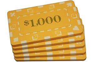 MRC 5 Pcs Denominated Rectangular Poker Chips Plaques $1000 Yellow