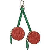 Cute Fruit Coin Purse Bag Charm,Mini Leather Coin Change Purse & Pouch Holder Keychain Charm for Handbag Tote Wallet Airtag Accessories,Fruit Bag Charms for Girl Women Red Cherry