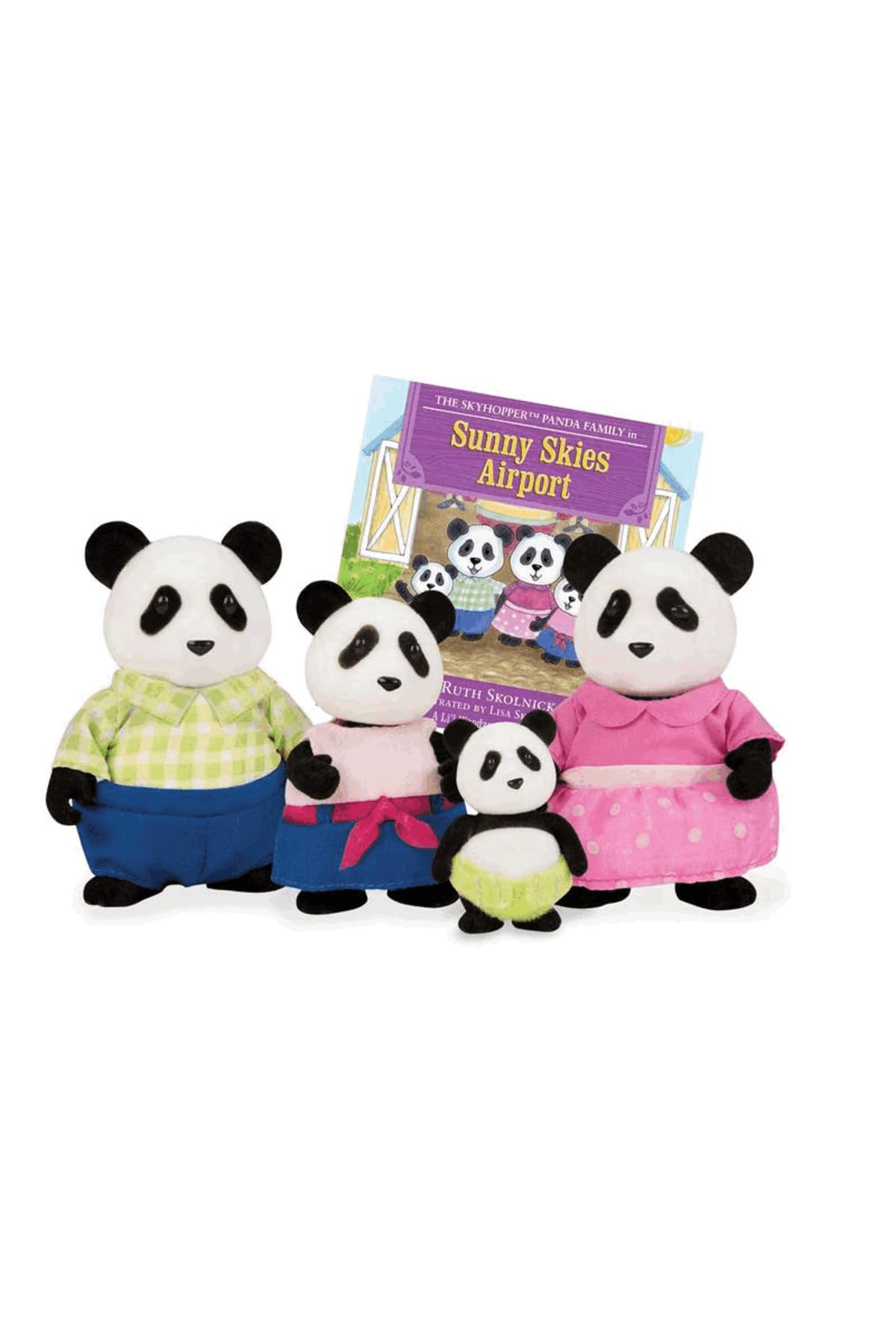 Li'l Woodzeez – The Skyhopper Panda Family – Set of 4 Collectible Posable Panda Figures with Storybook – Encourages Imaginative Pretend Play – Fun Gift Toy for Children 3+ Years