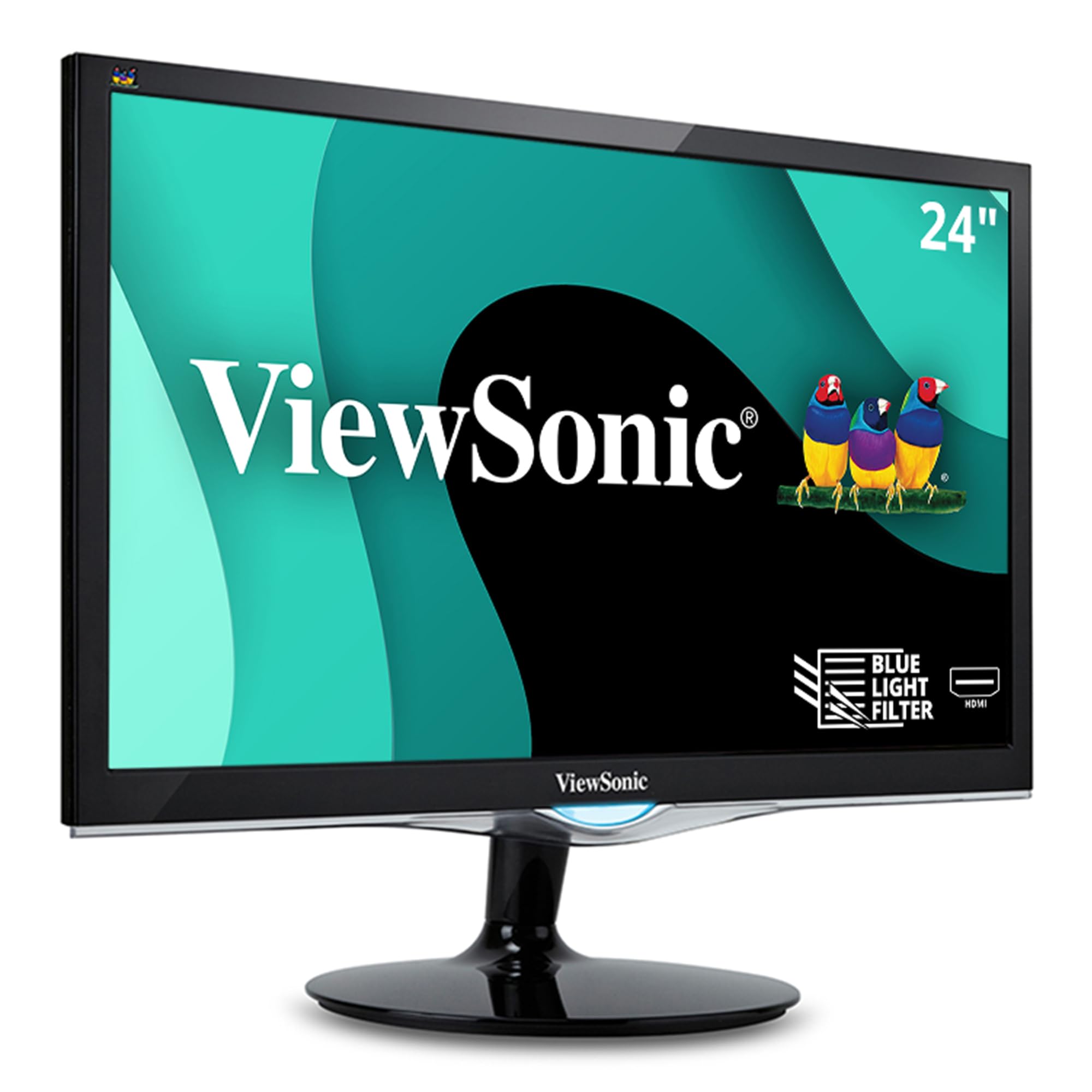 ViewSonic VX2452MH Monitor para juegos de 24 pulgadas, 2 ms, 60 Hz, 1080p, con entradas HDMI, DVI y VGA, negro