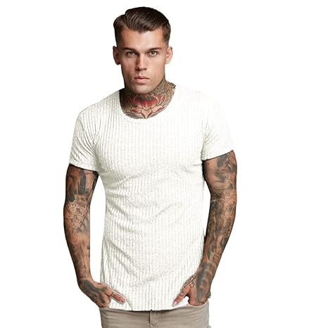 Yvelands Herren T-Shirt Männer Neuer Sommer-beiläufiger Schädel-Druck-elastische Kurzarm übersteigt Bluse Weste Tops