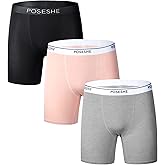POSESHE Women's High Waisted Boxer Briefs with Crotch Lining, 6" Inseam and Ultra-soft MicroModal, S-3XL