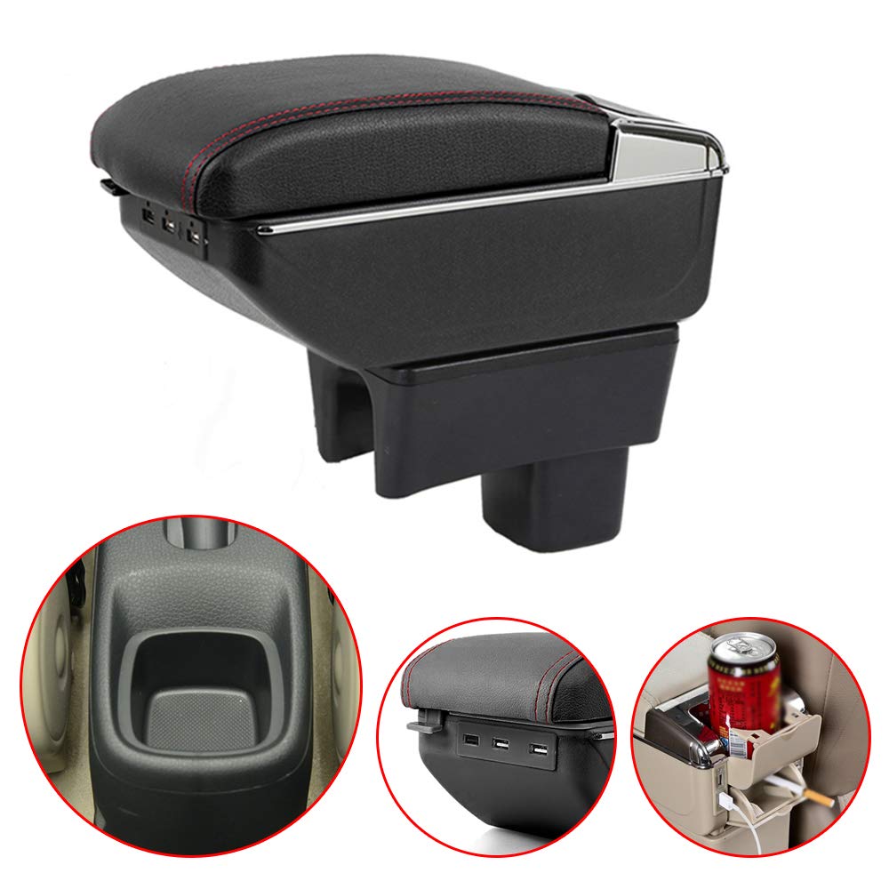 Bracciolo Compatibile Con Smart 453 ForTwo E ForFour E EQ Nero Laterali Bianchi E Cuciture Bianche Regolabile E Portaoggetti - Foto 4