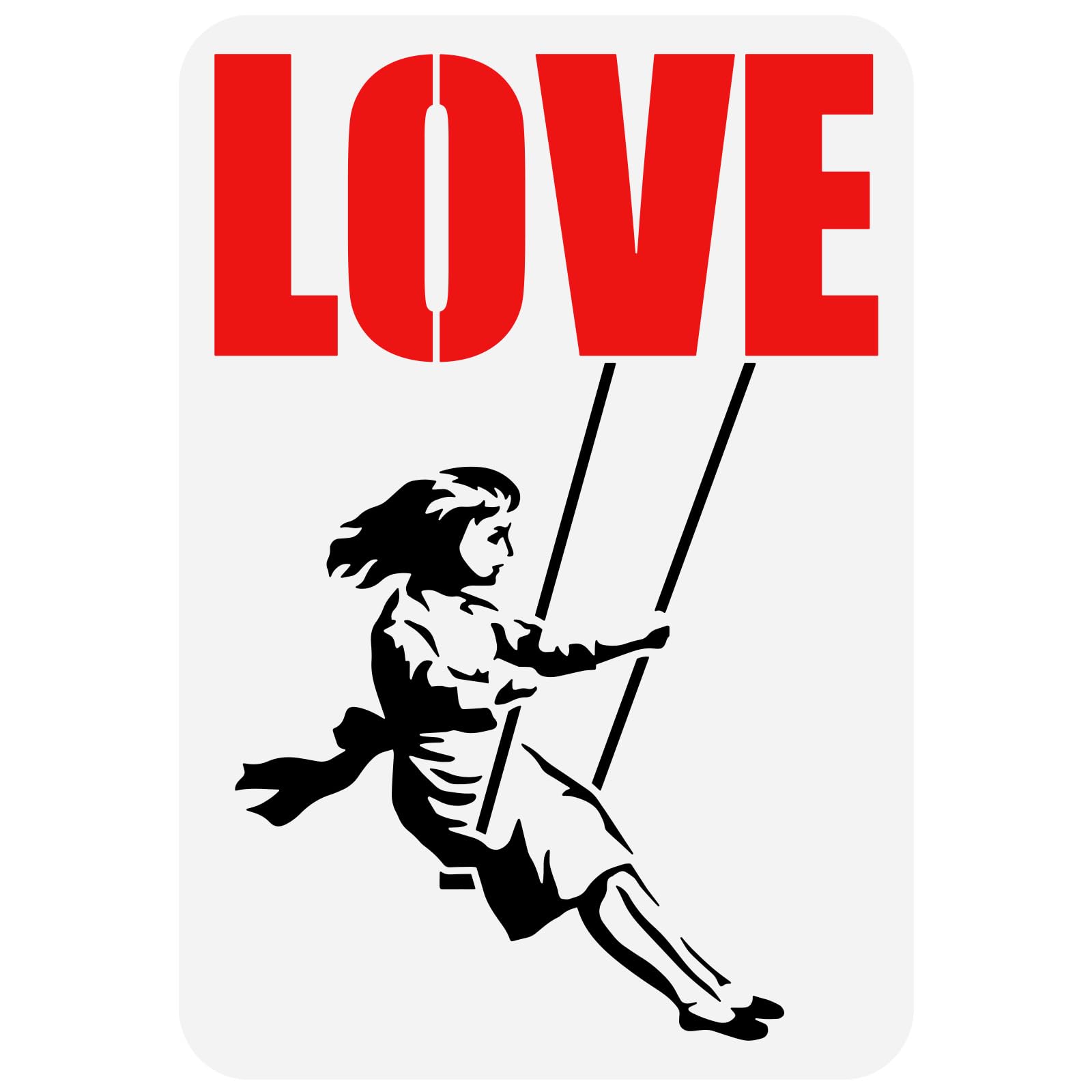 FINGERINSPIRE Banksy Girl On Swing Stencil 21x29.7cm Reusable Banksy Theme Painting Template Banksy Girl With LOVE Drawing Stencil Banksy Stencil for Painting on Wood Wall Fabric Furniture