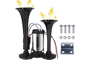 THRSEELY 12V 600DB Car Air Horn, Super Loud Air Horn for Truck, Dual Electric Air Horns Kit for Vehicles- With Compressor, Applicable for Cars, SUVs, Motorcycles, Tractors (Black)