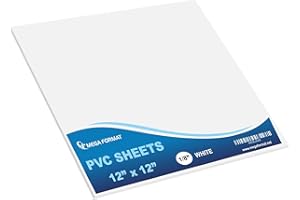 Mega Format Expanded PVC Plastic Sheets - 12" X 12" Rigid White Sheet for Crafts, Signage, & Displays - Sintra, Celtec PVC Board - Waterproof for Outdoors Use - 1/8" 3mm Thick - 1-Pk-White