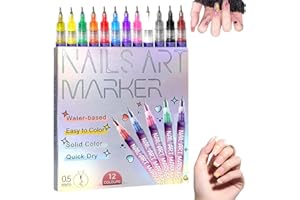 MEDECH Nail Art Pens Set 12 Colors Nail Art Markers for Kids Adults,2025 Quickly Dry Nail Polish Pens Drawing Painting Pen,Nail Art Nail DIY Decoration for Home Salon (12 Color)