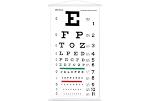 PECULA Eye Chart, Snellen Eye Chart, Canvas Wall Chart Non-Reflective, Hang Wooden Framed Eye Charts for Eye Exams 20 feet 11 X 22 in.