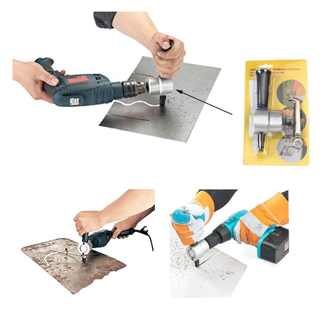 Antrader Double Head Sheet Nibbler Metal Cutter Hole Saw Drill