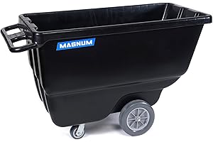 Magnum Tool Tilt Truck, 1/2 Cu. Yd. Capacity Dump Cart with Non-Marking 12” Wheels & 5” Casters for Handling, Transporting on Construction Jobsites, 750 lbs, Trash Cart with Wheels DUC12T-NM