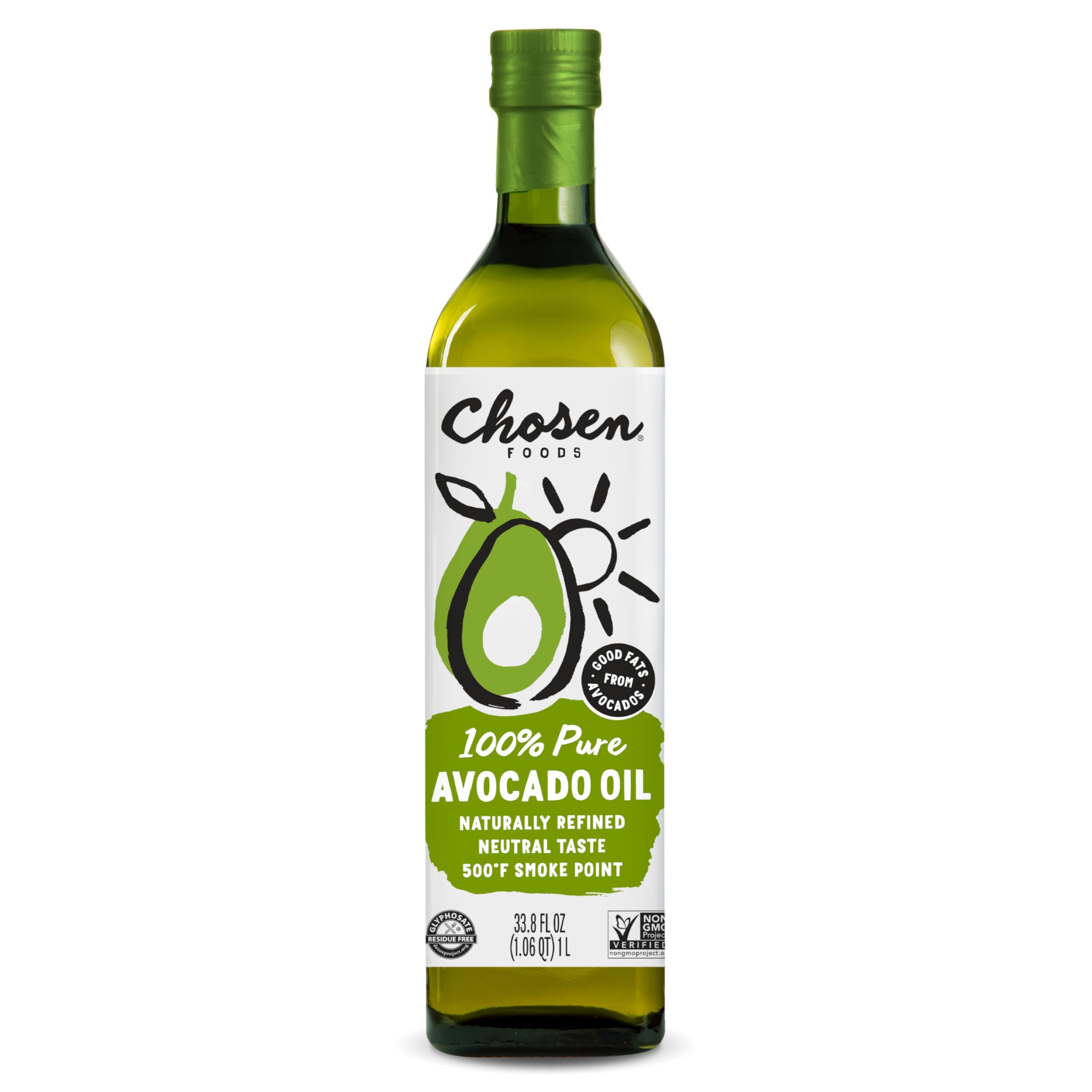 Chosen Foods 100% Avocado Cooking Oil - 1ltr Bottle (33.8fl) (Single Bottle) by Chosen Foods
