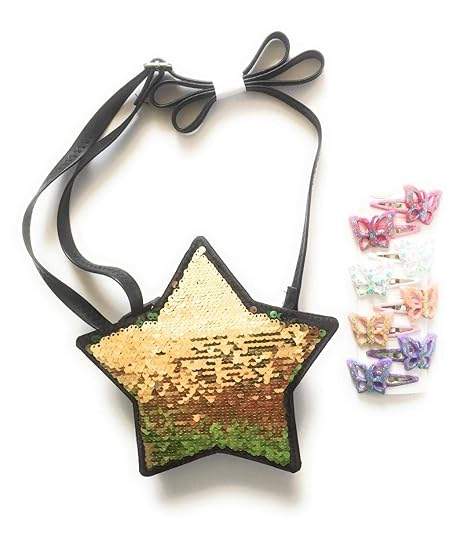 Wonder Nation Flippy Sequin Star Black Crossbody Bundle With Sparkle Butterfly Hair Clips No Slip Metal Barrettes Amazon In Shoes Handbags