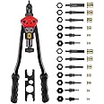 TWT 16" Rivet NUT Tool Hand Blind Riveter,RIVNUT Riveting Tools with Nut Setting System Totally 13mandrels M3 M4 M5,m6,m8,m10 M12, 8-32,10-24, 1/4-20, 5/16-18,3/8-16,1/2-13 +125PCS Rivets Nuts