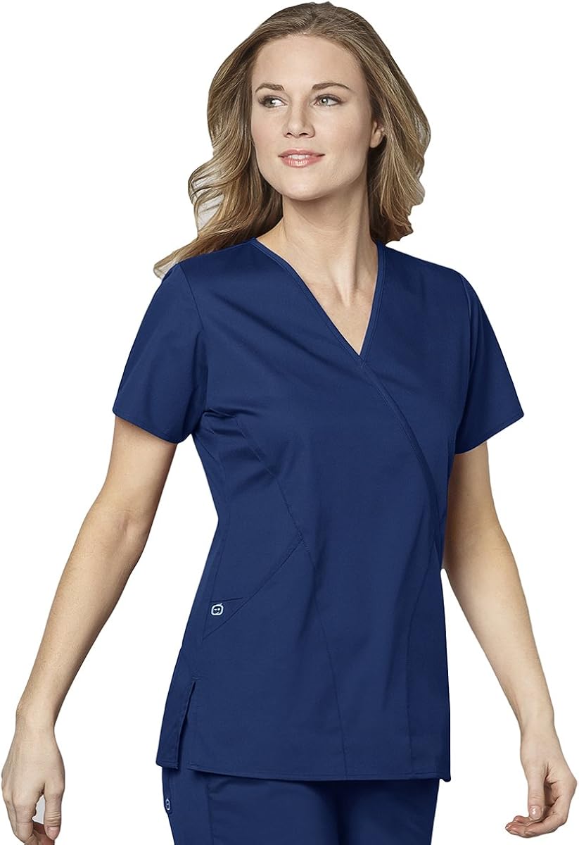 WonderWink Women's PlusSize Wonderwork Mock Wrap Scrub Top
