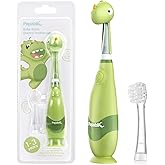 Papablic Toddler Sonic Electric Toothbrush Kids for Ages 1-3 Years, Baby Electric Toothbrush with Cute Dino Cover and Smart LED Timer, 2 Brush Heads (Max)
