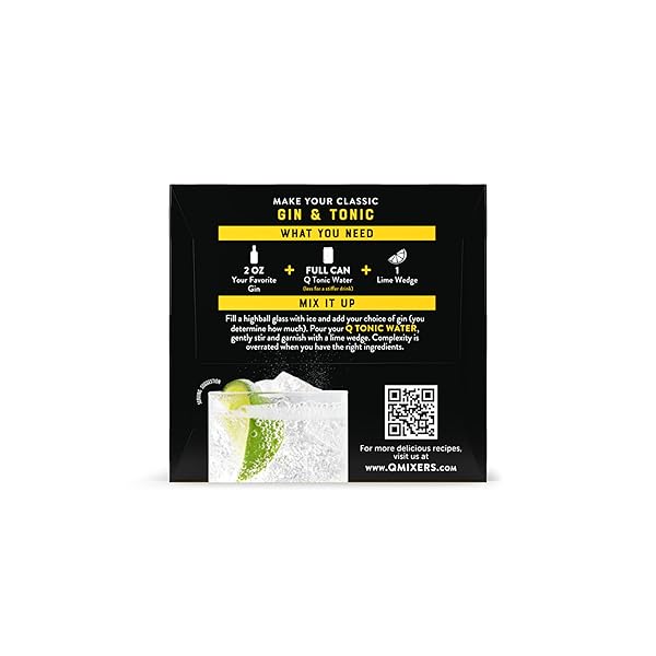 Q MIXERS TONIC WATER, PREMIUM COCKTAIL MIXER MADE WITH REAL INGREDIENTS, 7.5 FL OZ CANS (PACK OF 4)