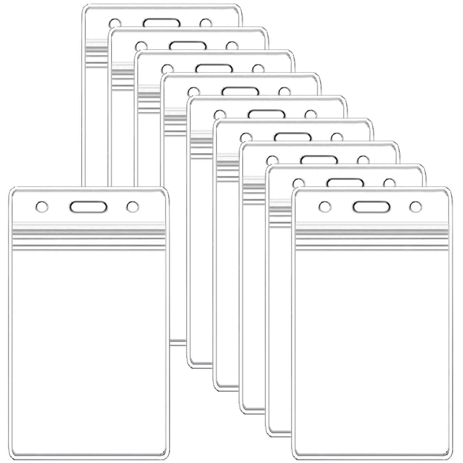 Photo 1 of 10 Pcs Vertical ID Badge Holder, Waterproof Name Tag Holder ID Card Holder, Clear Plastic Credit Card Badge Holder (3.5x2.4 inch)