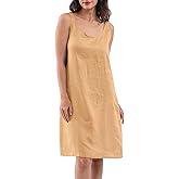 Amazhiyu Women's 100% Linen Sleeveless Midi Tank Dresses with Pockets Summer