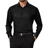 Biodeer Mens Dress Shirts Long Sleeve Built in Collar Stays Wrinkle-Free Button Down Shirt Regular Fit Dress Shirt S-4XL
