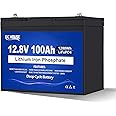 12V 100Ah LiFePO4 Lithium Battery Mini Size with Upgraded 100A BMS - 10-Year Lifespan, Up to 15000+ Cycles - for RV, Solar, T