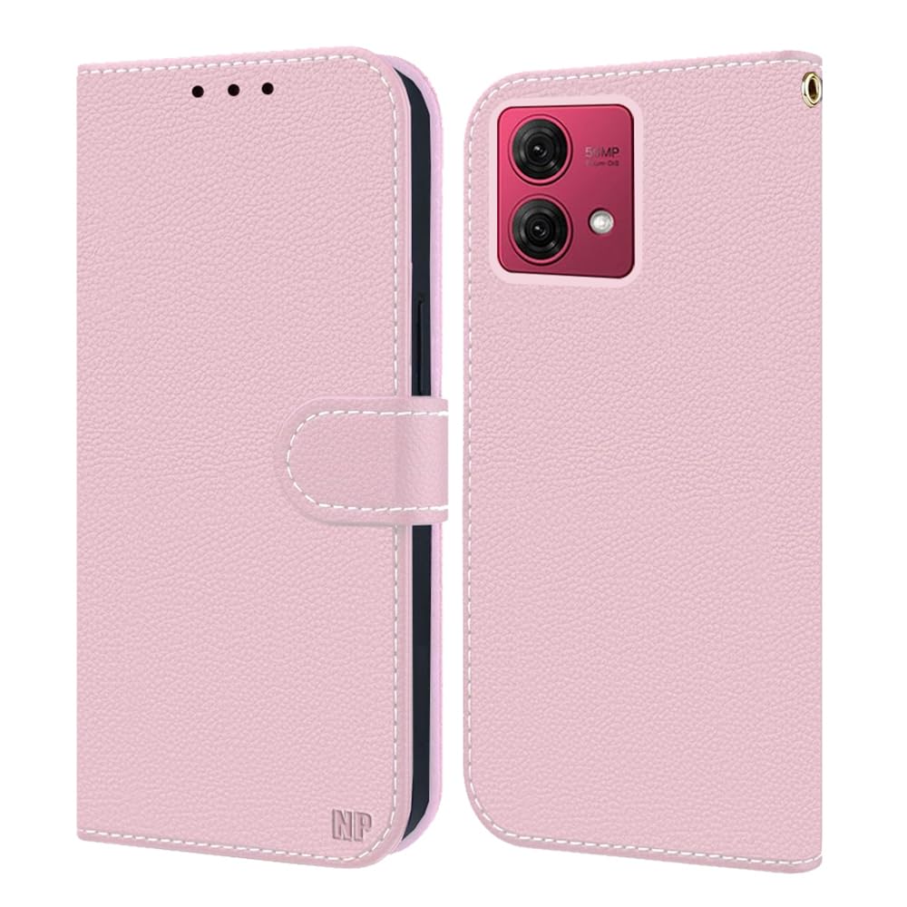 NP-Caser Case for Motorola Moto Edge 40 Neo Premium PU Leather Wallet Case [Stand Function] Cover Compatible with Motorola Moto Edge 40 Neo, Pink