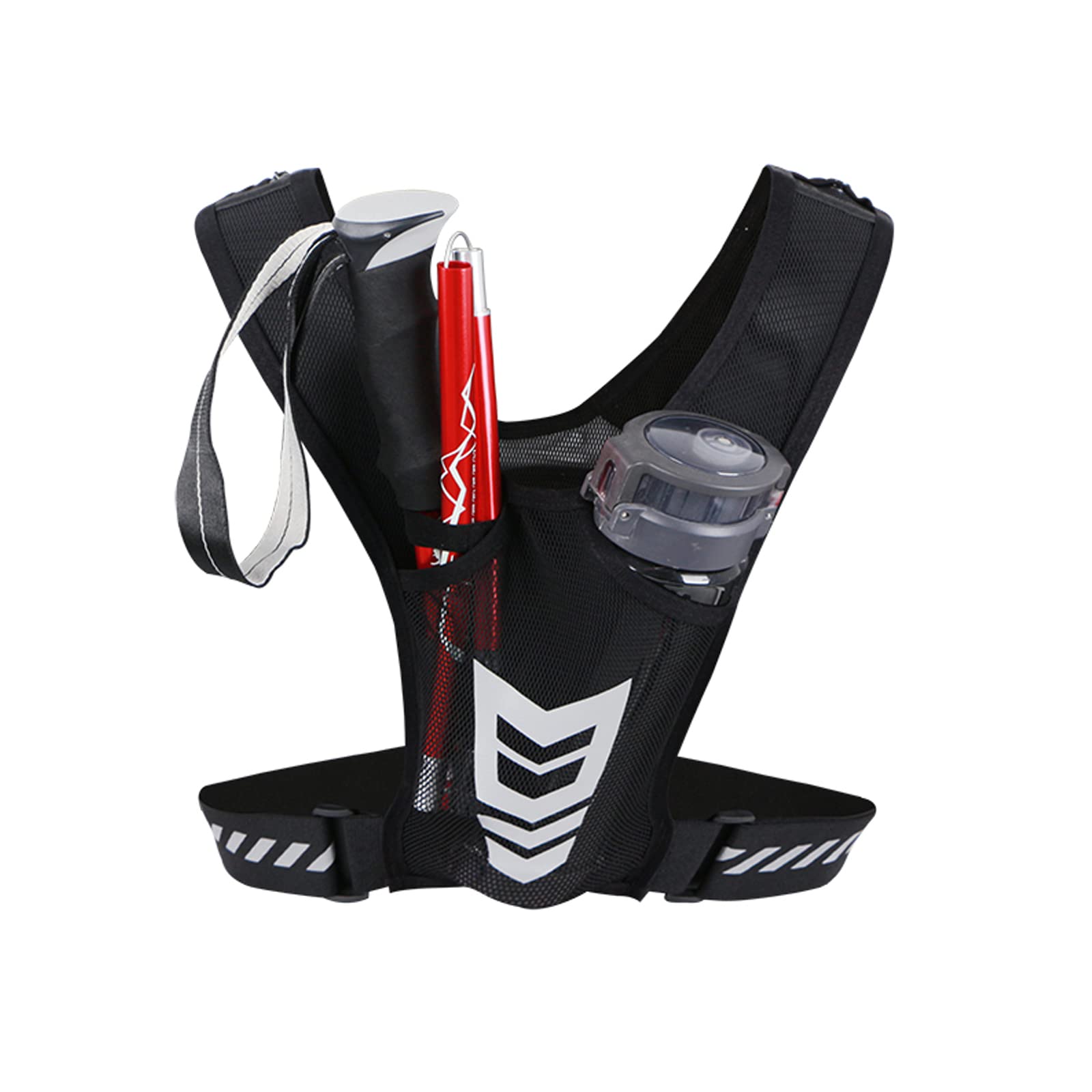 FIDWALL Running Phone Holder for Vest, Chest Pocket, Lightweight and Training, Key Clip, Light Strap, Waterproof, Reflective, Men and Women,standard size,Running is more fun and exciting (Black)