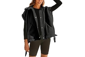 Yozazzy Women's Oversized Fleece Vest Casual Sleeveless Fuzzy Sherpa Jacket Winter Warm Button Down Outerwear with Pockets