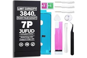 JUFUD [Reject False Capacity] 3840mAh Replacement Battery for iPhone 7 Plus， [New Version] 0-Cycle Lithium Polymer Batteries (Models:A1661, A1784, A1785) Complete Repair Tool Kit and Instructions.