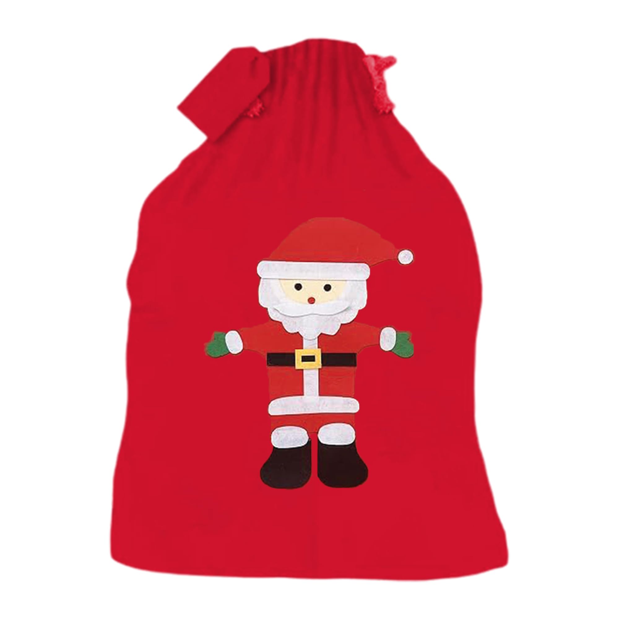 1ABOVE Deluxe Felt Christmas Santa Sack – Large 60x90cm Gift Bag with Santa Print, Reusable Xmas Present Sack with Drawstring – Ideal for Kids Gifts, Santa Delivery & Holiday Decorations-A