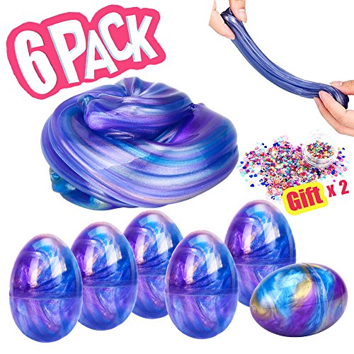 Buy Easter Galaxy Slime Eggs,Xenzy 6 Pack Soft Eggs Slime Toy with 2