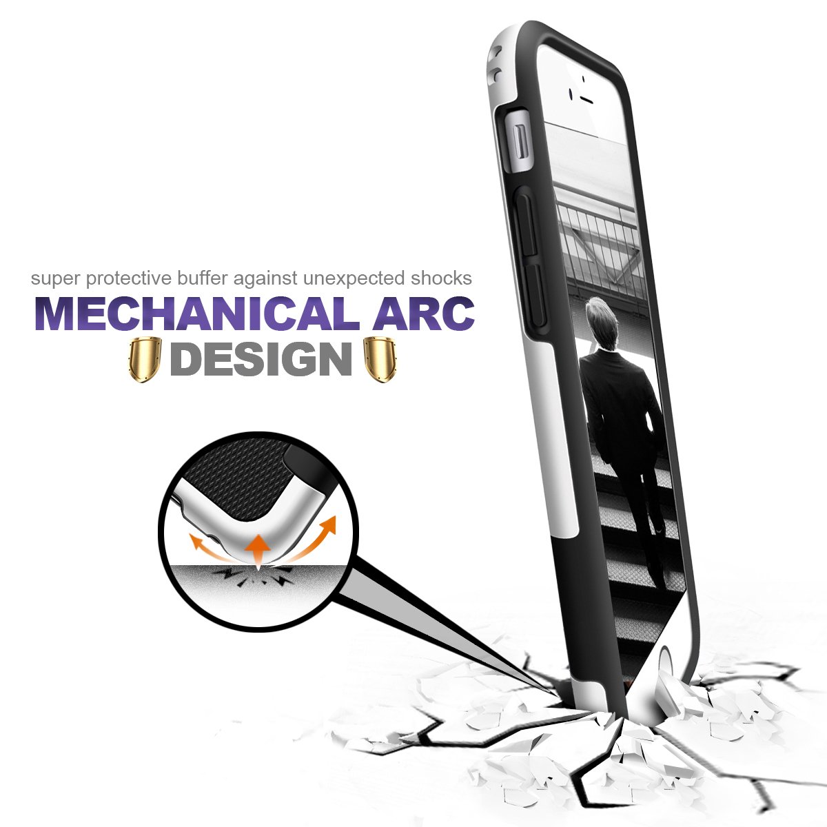 iPhone 6 Case LoHi Rubber Silicone Rugged Heavy Duty Protection Hybrid Cover Shock-Absorption Anti-Scratch Stylish Bumper Case for iPhone 6/6S (Black)