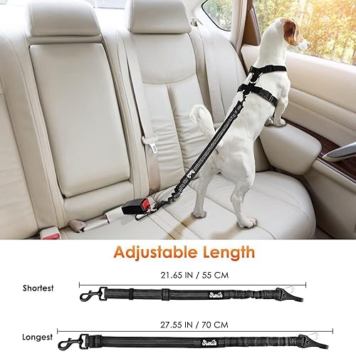 SlowTon Dog Seat Belt, Adjustable Dog Safety Belt Leash, in