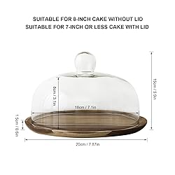 KVMORZE Cake Stand with Glass Dome, 2-in-1 Acacia