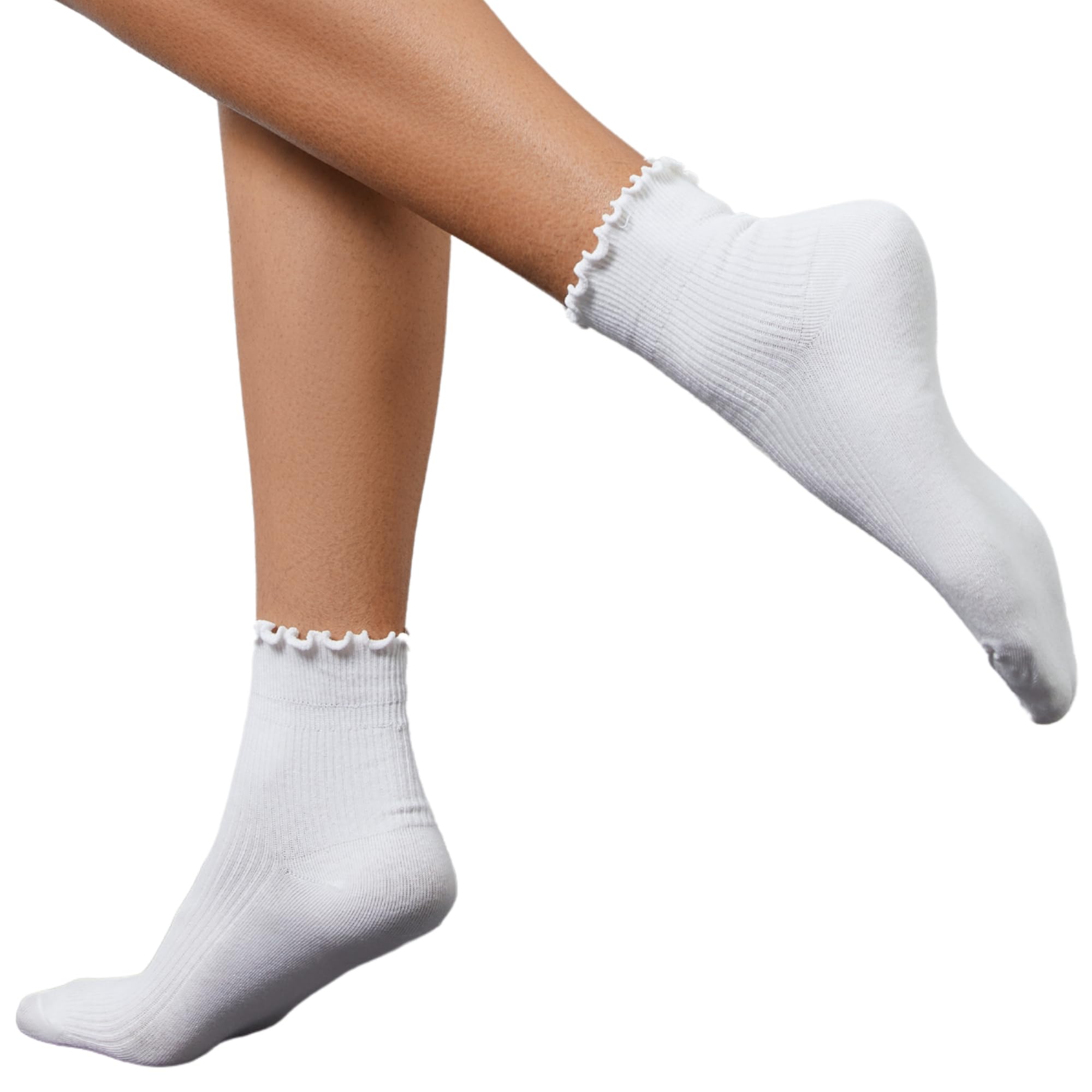 Photo 1 of 12 Pairs Thin Above Ankle Socks for Women, Cotton Non-Binding Crew Socks, Soft & Lightweight, Cute Ruffle Everyday Sock