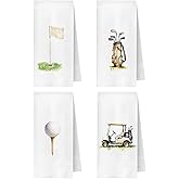 JWERBENPEY Watercolor Golf Kitchen Towels Decorative, Gifts for Men Women Golfers, Golf Lover Gifts Dish Hand Tea Towels for Kitchen Bathroom, 16x24 Inch Set of 4