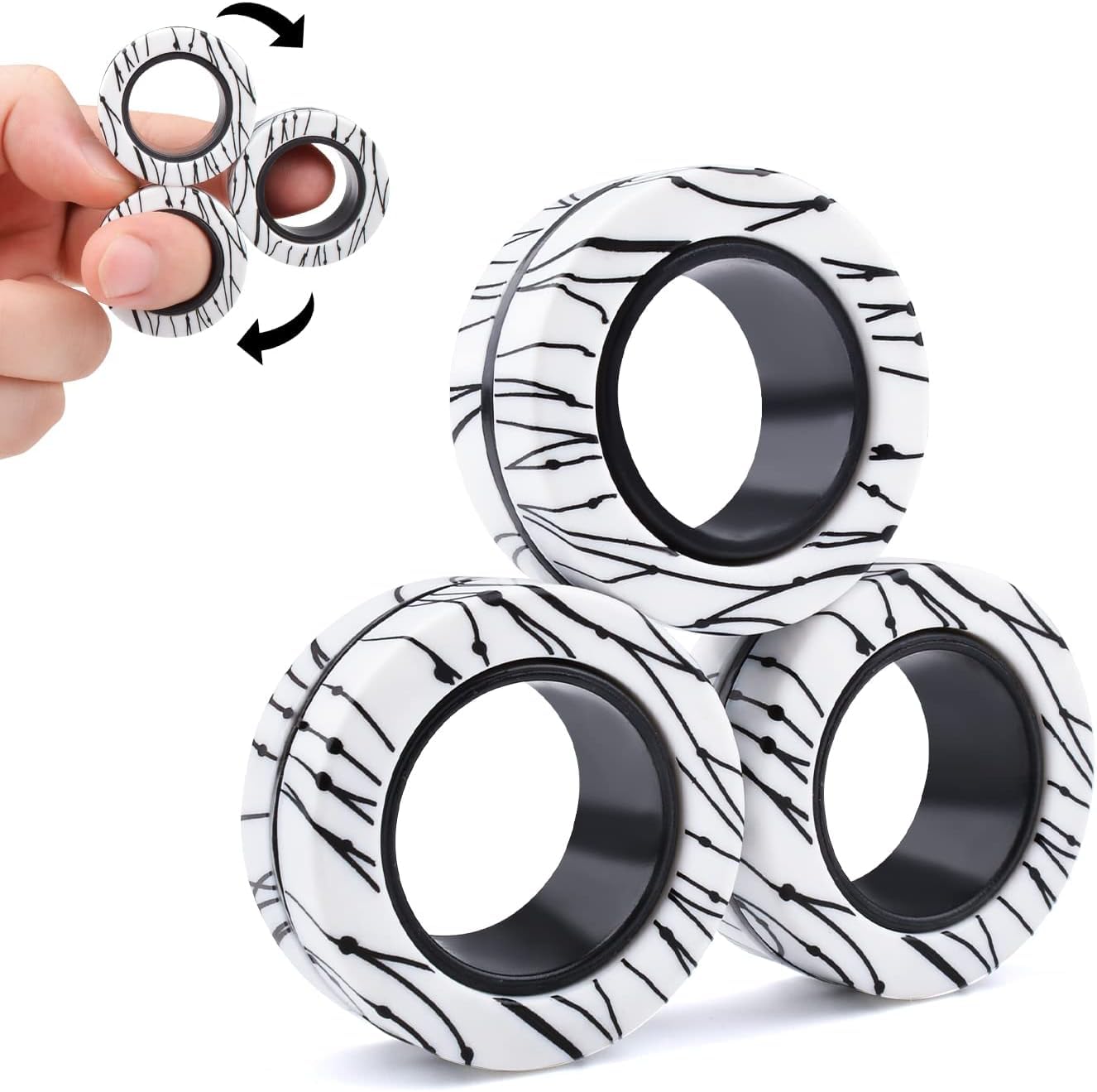 ASIOWELY Easter Basket Stuffers Magnetic Rings Fidget Toys Adults Teens Boys,3 PCS Fidget Spinners for ADHD Anxiety Stree Relief Fidget Rings,Birthdays Easter Gifts 3-6-8-12 + Year Old Kid Men Woman — image 1