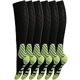 6 Pairs Non-Slip Compression Socks for Women with Grippers, Pilates Yoga Sports Workout, Knee High