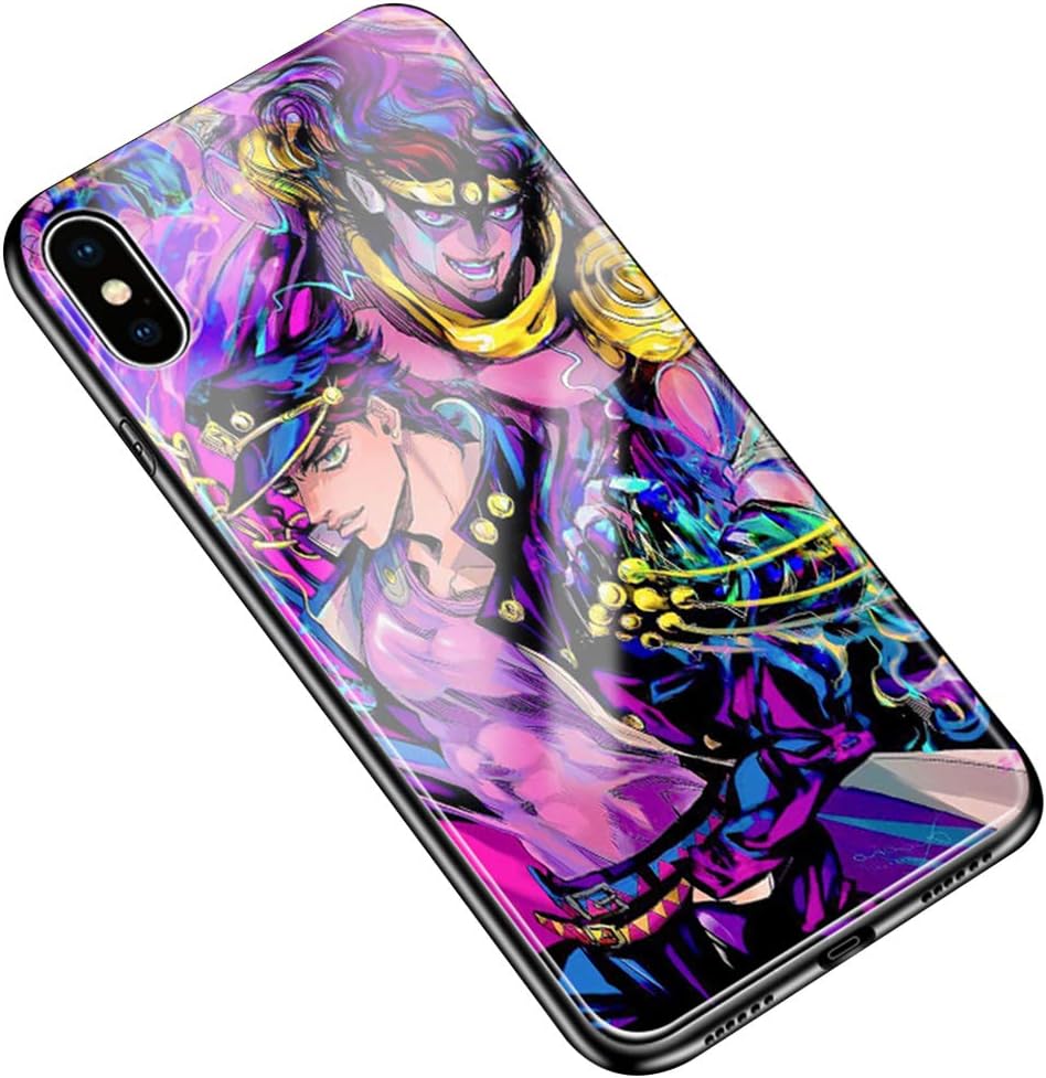 SHCASEA Jojo's Bizarre Adventure Case For Iphone,iphone 11 Pro Black Tempered Glass Anime Hard Shell,kujo Jotaro And Star Platinum-d Iphone X