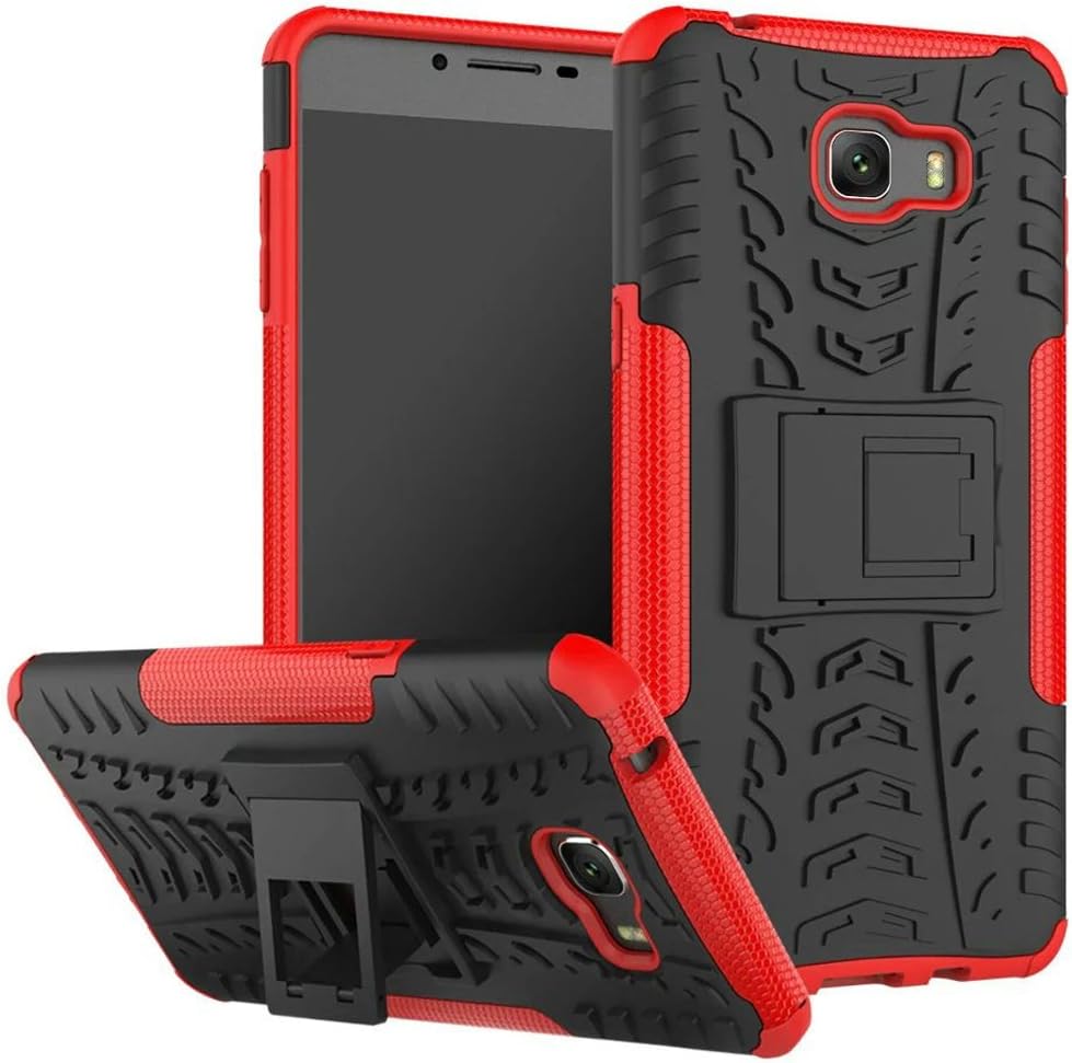 Samsung Galaxy C9 Pro Case, Hybrid Armor Design Detachable and Stand-up Feature Dual Layer Protective Shell Hard Back Cover Case for Samsung Galaxy C9 Pro - Red